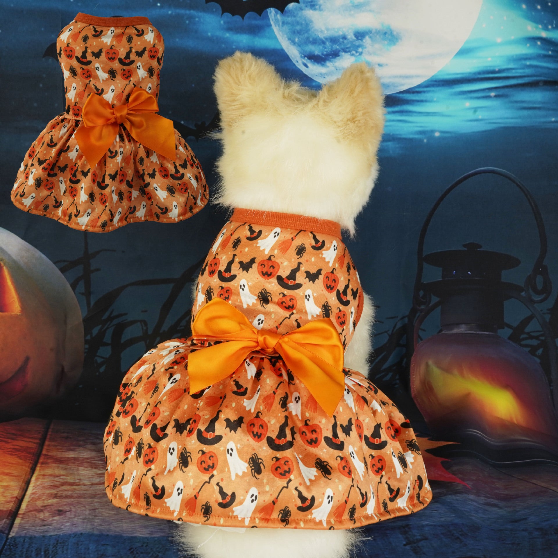 Groom Glory Pet Halloween Party Dress – Cute Orange Costume for Dogs & Cats