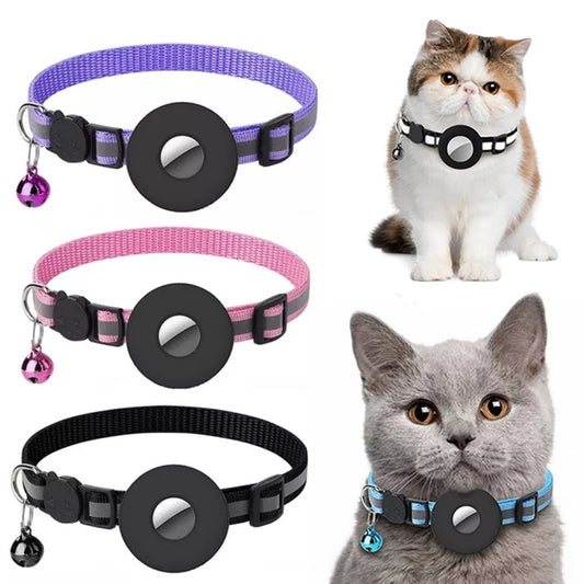 Groom Glory Reflective Nylon Pet AirTag Collar - Waterproof Holder