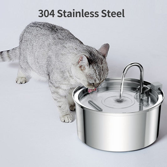 Groom Glory Stainless Steel Automatic Pet Water Fountain – USB Powered Dispenser for Cats & Dogs