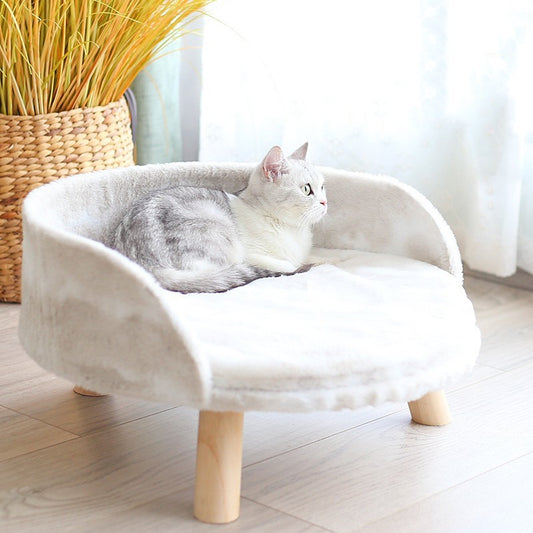 Groom Glory Teddy Pet Sofa Nest – Elevated Wooden Bed for Cats & Dogs