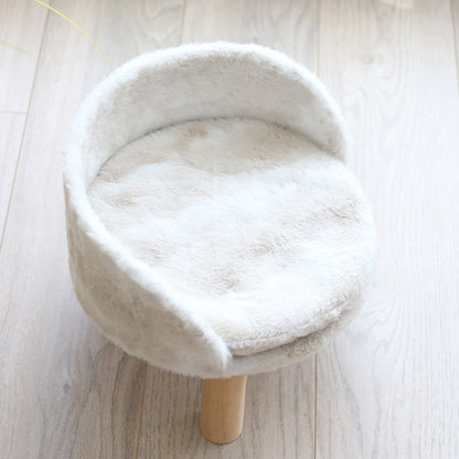 Groom Glory Teddy Pet Sofa Nest – Elevated Wooden Bed for Cats & Dogs