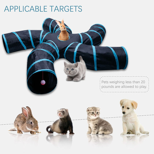 
Groom Glory Tree Pattern 3-Way Tunnel Toy for Cats & Small Pets – Foldable Pet Play Tube by Zhiyi 
