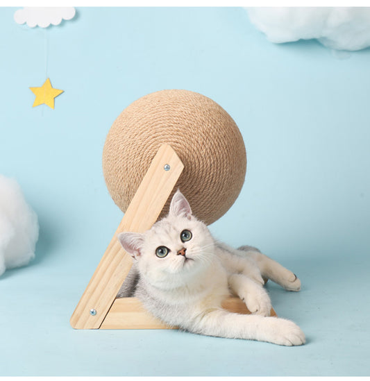 Groom Glory Vertical Sisal Cat Scratching Ball – Wooden Cat Toy