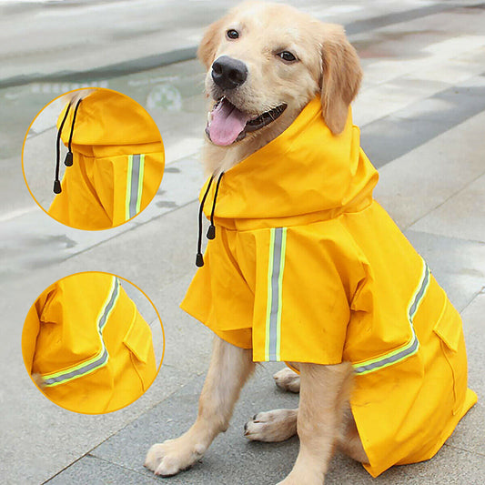 Groom Glory Waterproof Dog Raincoat with Reflective Stripe and Hood