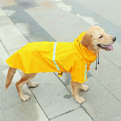 Groom Glory Waterproof Dog Raincoat with Reflective Stripe and Hood
