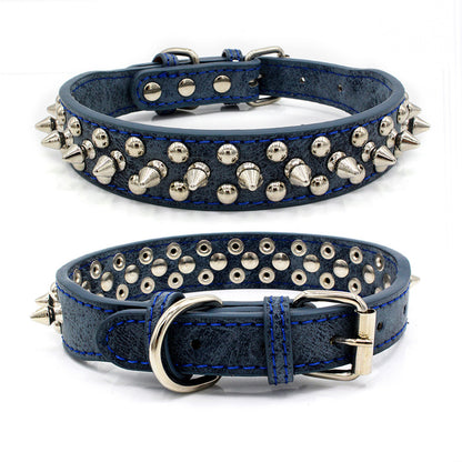 Rivet Pet Collar – Adjustable PU Leather Dog Collar