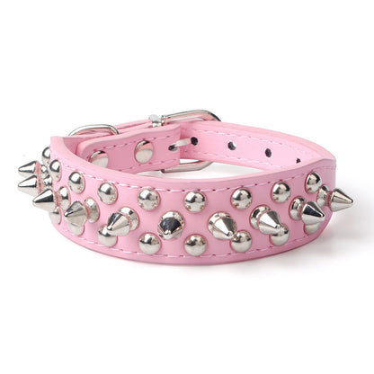 Rivet Pet Collar – Adjustable PU Leather Dog Collar